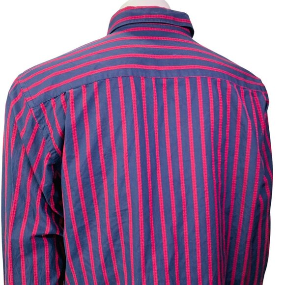 Visconti | Black Series Mens Shirt Navy Blue Red Stripe Dot Flip Cuff Size XXL - Picture 7 of 11